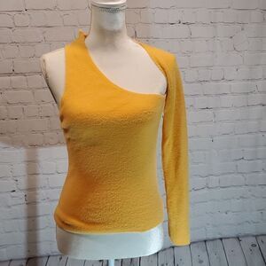 ASOS design eyelash one sleeve orange sweater